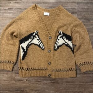 Old Navy Tan Horse Pattern Cardigan